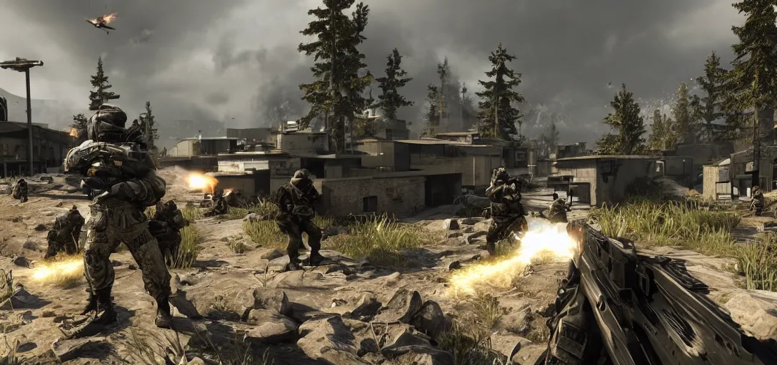 Prompt: in game screenshot of call of duty warzone