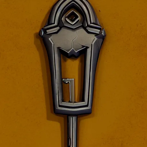 Image similar to a stylised key for the doors, key is on the center of image, point and click game inventory item, very detailed, dynamic lights, on the solid color background, high poly vray render, stylised textures, trending on artstation