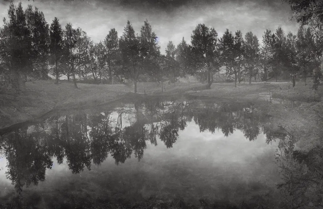 Image similar to reflection of the hills actually impossible intact flawless ambrotype from 4 k criterion collection remastered cinematography gory horror film, ominous lighting, evil theme wow photo realistic postprocessing illusion of depth render by gregory crewdson royal garden design by andre le notre