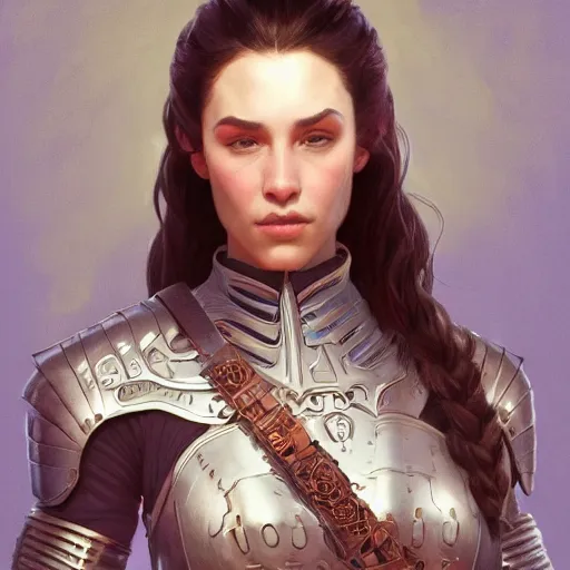 Prompt: portrait of bella poarch wearing a skintight knight armor, intricate, elegant, highly detailed, digital painting, artstation, concept art, smooth, sharp focus, illustration, art by artgerm and greg rutkowski and alphonse mucha, 8 k