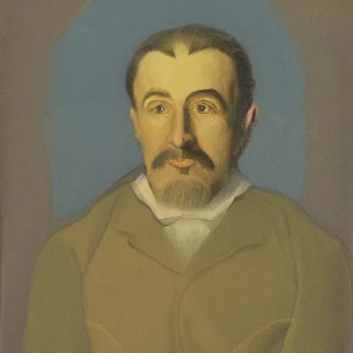 Image similar to portrait of René Guenon, in the style of the Hudson River School