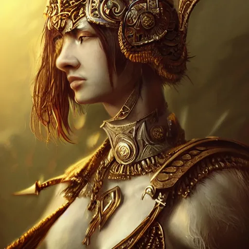 Image similar to beautiful extremely detailed intricate concept art depicting a warrior by wlop. shining jewelry. bcy. net