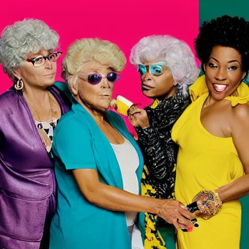 Image similar to worldstar TLC reality TV show about iguanas smoking ganja golden girls mashup