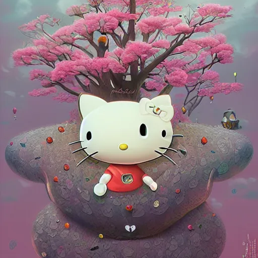 Image similar to Hello Kitty, artwork by Gediminas Pranckevicius,