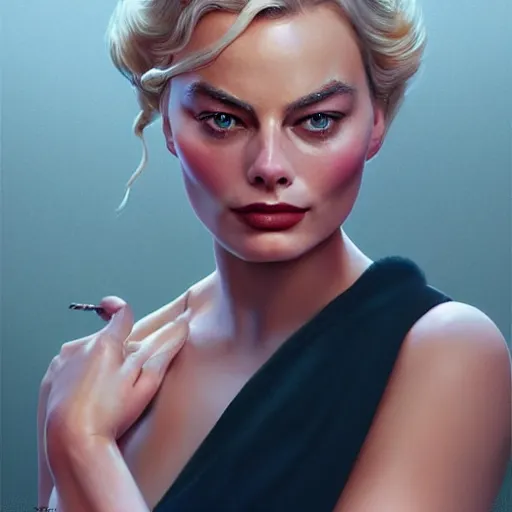 Image similar to a portrait of margot robbie as a pixar character, beautiful, elegant, extremely detailed digital art, trending on artstation hyper realistic matte painting, by wlop, artgerm