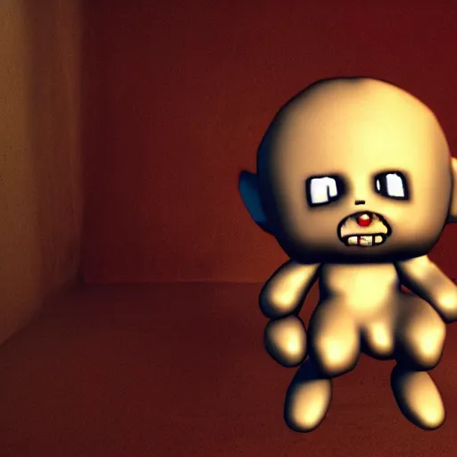 Prompt: 3d render of Isaac from the videogame 'The Binding of Isaac'