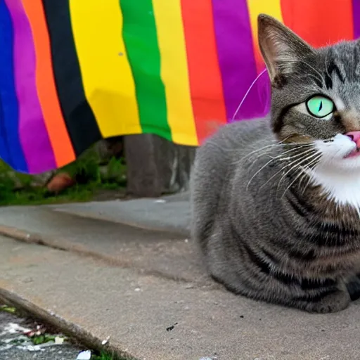 Image similar to cat at a pride parade