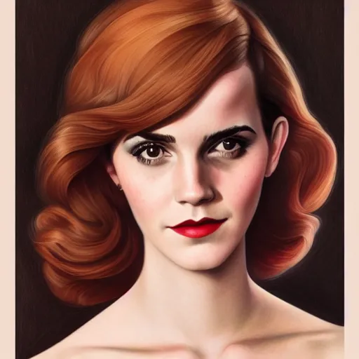 Image similar to a streamline moderne portrait of emma watson in the style of anna dittmann and donato giancola and charles dulac.