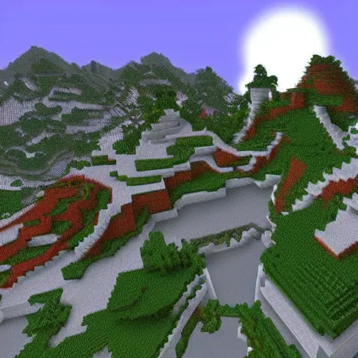 Image similar to beautiful landscape of a sakura forest on a mountain in minecraft