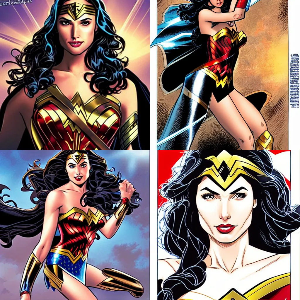 Gal Gadot as wonder woman by Greg Land comic | Stable Diffusion | OpenArt