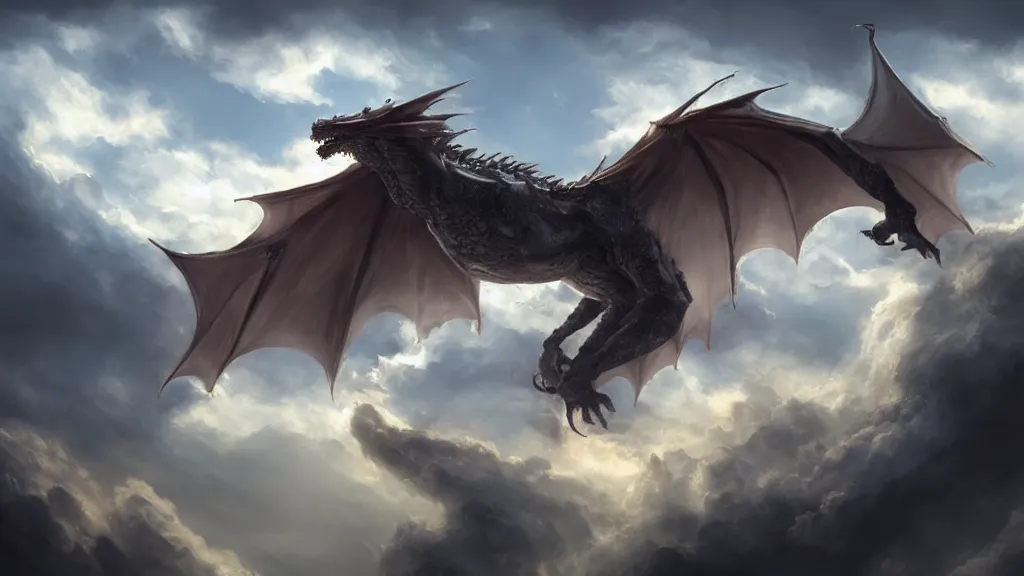 Image similar to A dragon made of clouds, concept art, matte painting, 8k, highly detailed, artstation, fluffy clouds, high quality,