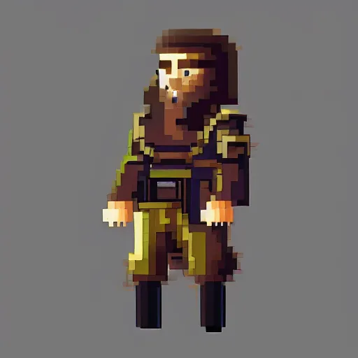 Image similar to concept art for a magic mechanic, character design, artstation trending # pixelart