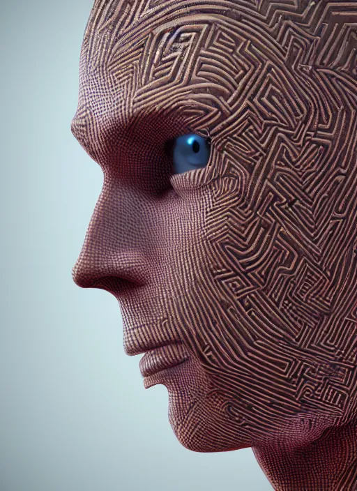 Image similar to : human with maze pattern skin all over hyper detailed dalle2 3d render unity gigapixel unrealengine octane