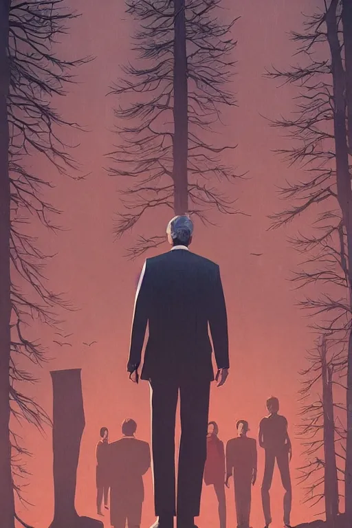 Prompt: Twin Peaks comic poster cover artwork by Patryk Hardziej, Tomer Hanuka, by Gregory Crewdson, Matte painting, trending on artstation and unreal engine
