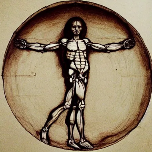 Image similar to anatomically correct vitruvian woman by leonardo da vinci