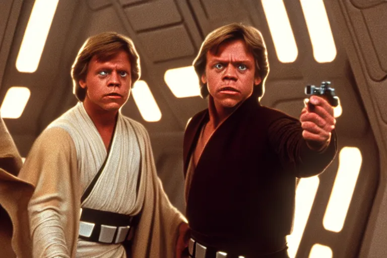 Prompt: film still mark hamill star wars : a new hope ( 2 0 2 2 ) directed by matt reeves and denis villeneuve, 5 0 mm