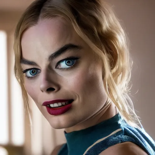 Image similar to Margot Robbie in the movie CATS, movie scene, XF IQ4, 150MP, 50mm, F1.4, ISO 200, 1/160s, natural light