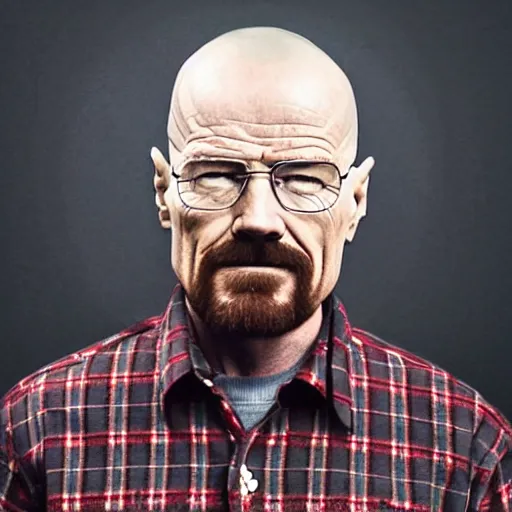 Image similar to walter white as a lumberjack, red flannel