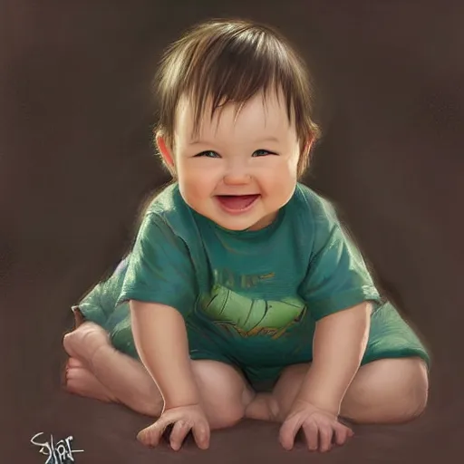 Image similar to smilling baby, artwork by steve henderson