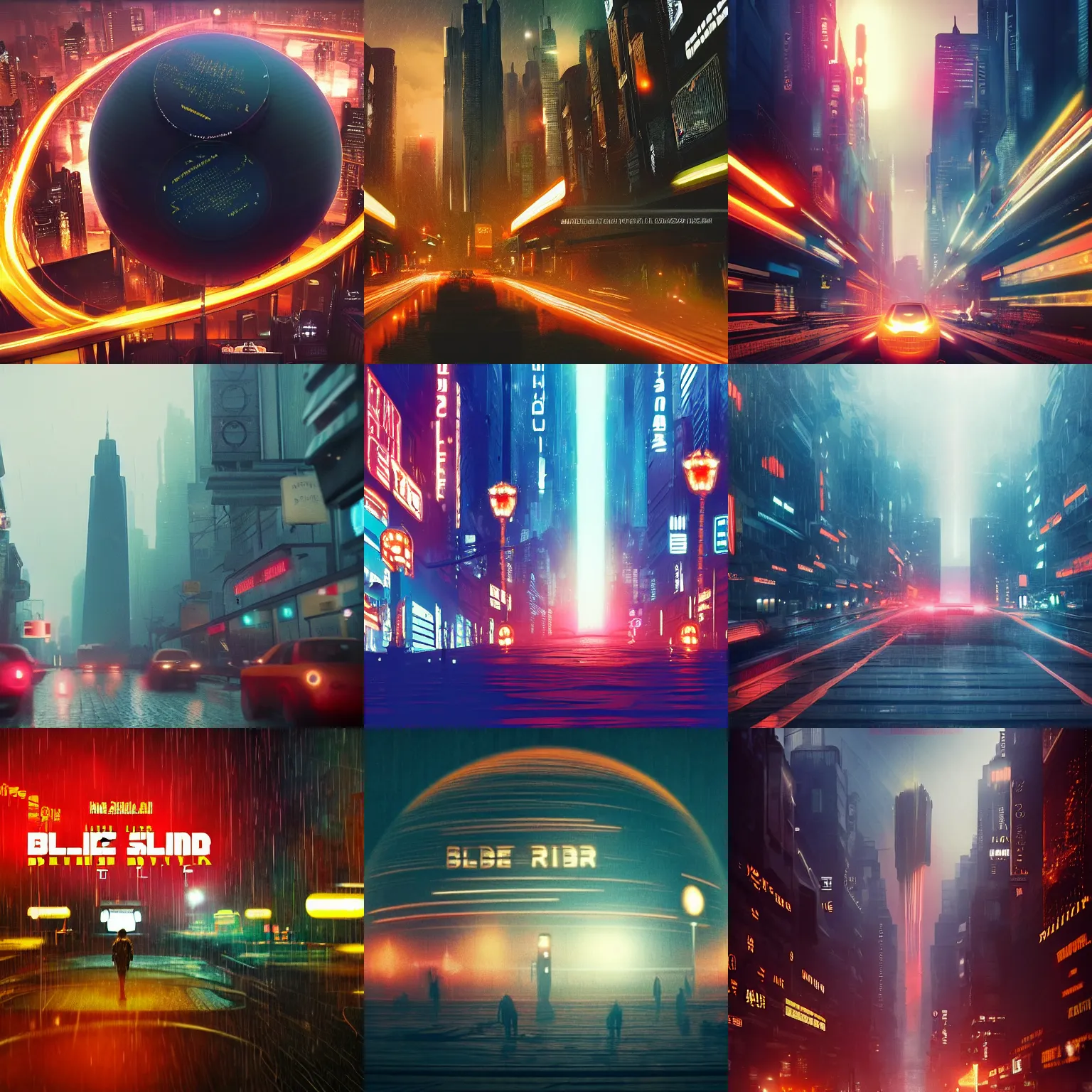 Prompt: little globe effect of a city in the style of Blade Runner 2049