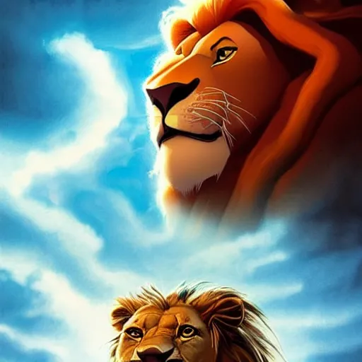 Prompt: portrait of lion king with doc brown face!!!, disney animation, sharp, illustration, sharp, fanart, anime key art by greg rutkowski, bloom, dramatic lighting sharp focus, cinematic, artbook, smooth, centered