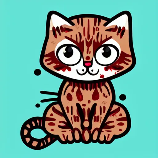 Image similar to Blood thirsty kitten, sticker, highly detailed, colorful, illustration, drama, smooth and clean vector curves, no jagged lines, vector art, smooth