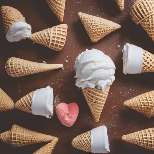 Prompt: a very detailed photograph of ice cream cone love