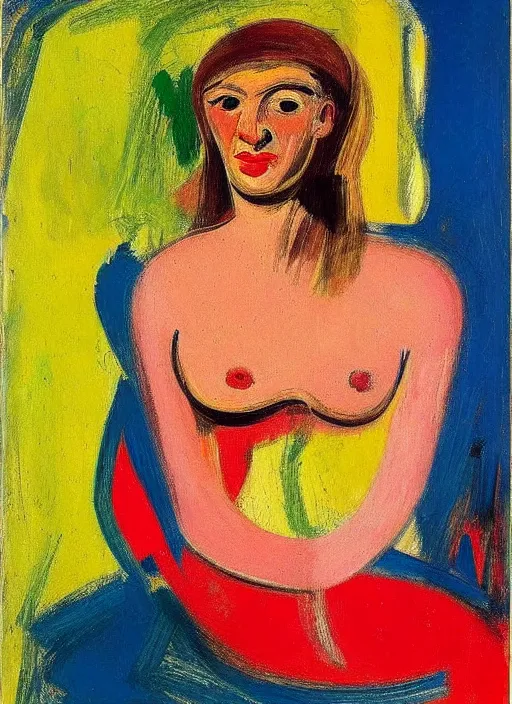 Prompt: willem de kooning painting, portrait of a girl