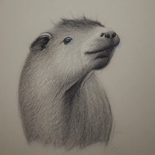 Image similar to pencil sketch portrait of a capybara