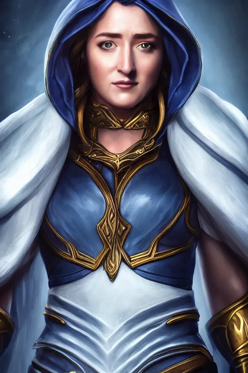 Prompt: Ashley Johnson as Jaina Proudmoore, promo shoot, studio lighting