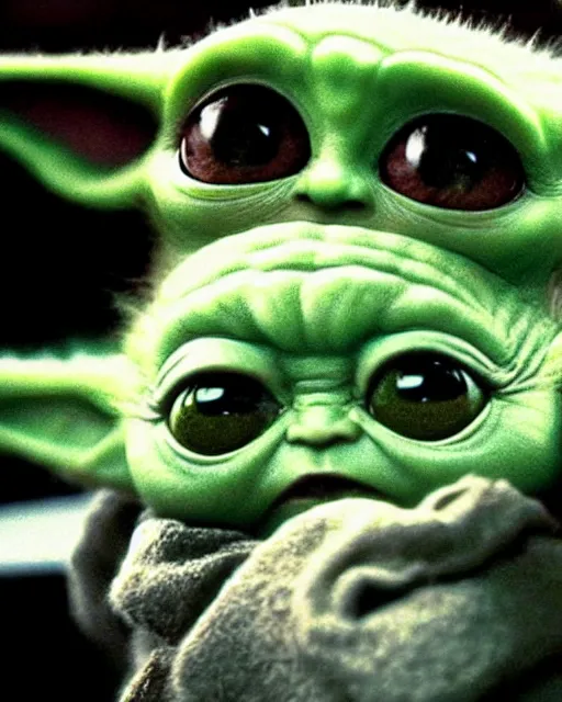 Image similar to epic action still of baby yoda as batman in the style of batman the dark knight rises