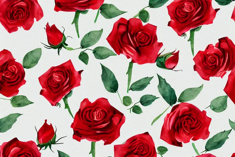 Image similar to red and white roses, watercolor, detailed, white background
