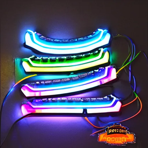 Prompt: neon gaming LED porkchops