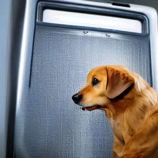 Prompt: a dog standing inside a computer