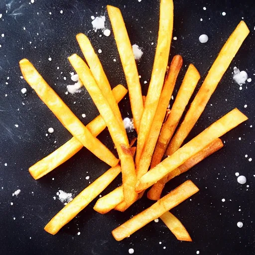 Prompt: French fries in space