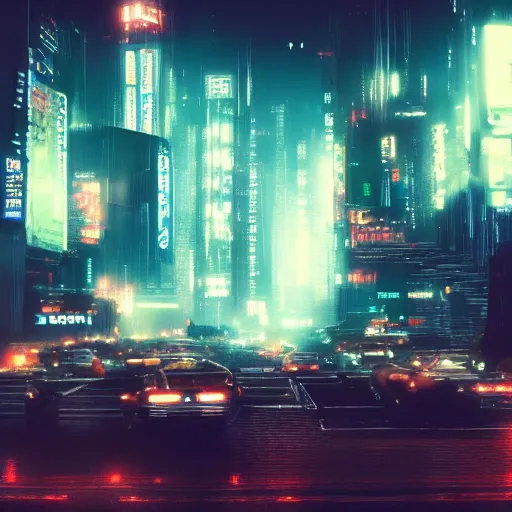 Image similar to city at night, bladerunner, cyberpunk, 4 k