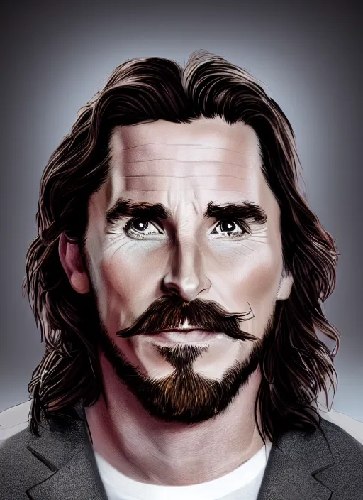 Image similar to Portrait of Christian Bale in the style of cartoon Tom and Jerry. 8k Resolution