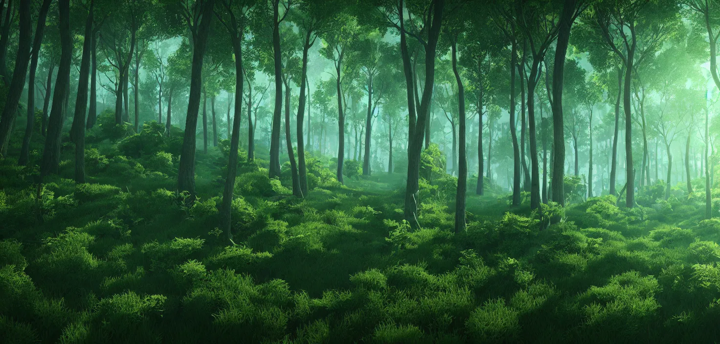 Image similar to forest, 8 k, incredible, vector art, octane render, cinematic, fabulous, hyper detailed, random cinematic view, no noise, global illumination