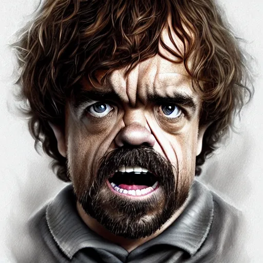 Image similar to peter dinklage as hermione granger, he is laughing, digital painting, extremely detailed, 4 k, intricate, brush strokes, mark arian, artgerm, bastien lecouffe - deharme