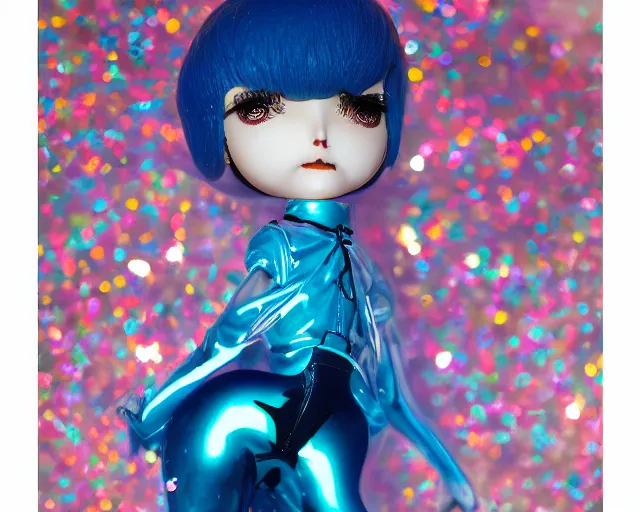 Image similar to James Jean isolated cheerful tomboy vinyl figure, figure photography, dynamic pose, holographic undertones, glitter accents on figure, anime stylized, accurate fictional proportions, high delicate details, ethereal lighting - H 640