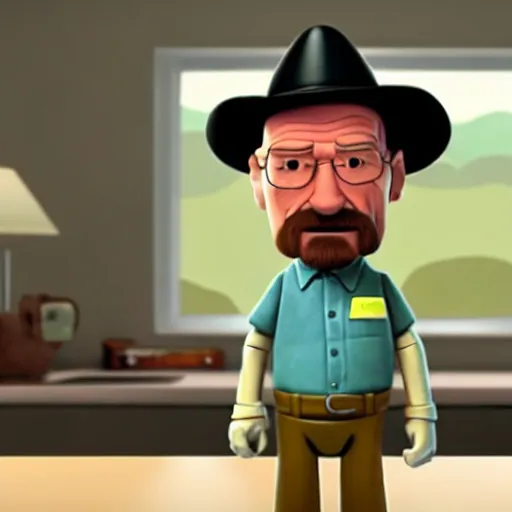 Image similar to walter white as a pixar character