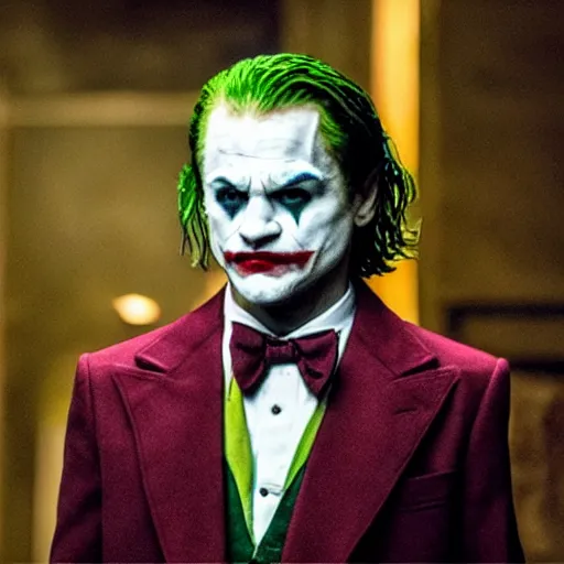 Prompt: still of Leonardo DiCaprio as Joker in new joker film