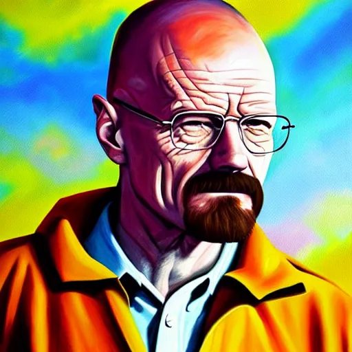 Image similar to walter white planet, oil painting, detailed, brush strokes, vivid