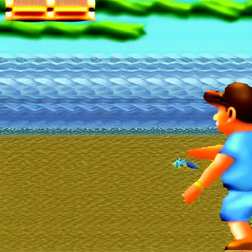 Image similar to screenshot of a nintendo 6 4 game about fishing