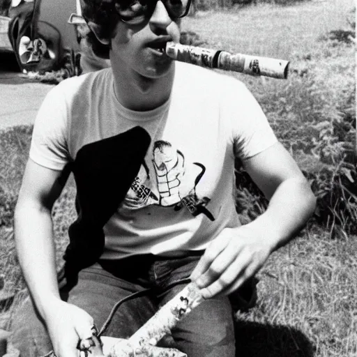 Image similar to photograph of mark zuckerberg smoking bongs and selling acid at powder ridge rock festival, 1 9 7 0