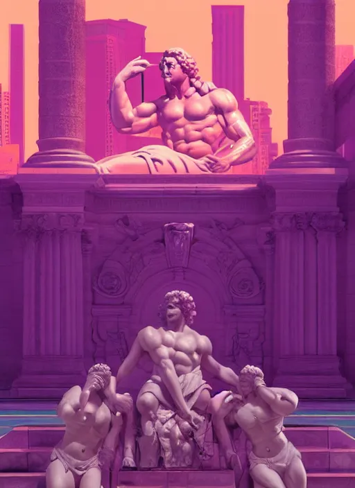 Prompt: hercules, neo classical vaporwave, retrowave, trending on artstation