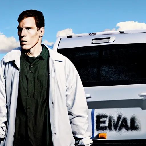 Image similar to Live Action Still of Jerma in Breaking Bad, real life, hyperrealistic, ultra realistic, realistic, highly detailed, epic, HD quality, 8k resolution, body and headshot, film still