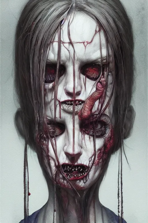 Prompt: watercolor cartoon grunge portrait of a creepy horror nurse girl . intricate abstract. intricate artwork. nightmare fuel. terrifying. by zdzisław Beksiński, wlop, dan mumford , trending on artstation, greg rutkowski very coherent symmetrical artwork. cinematic, hyper realism, high detail, octane render, 8k