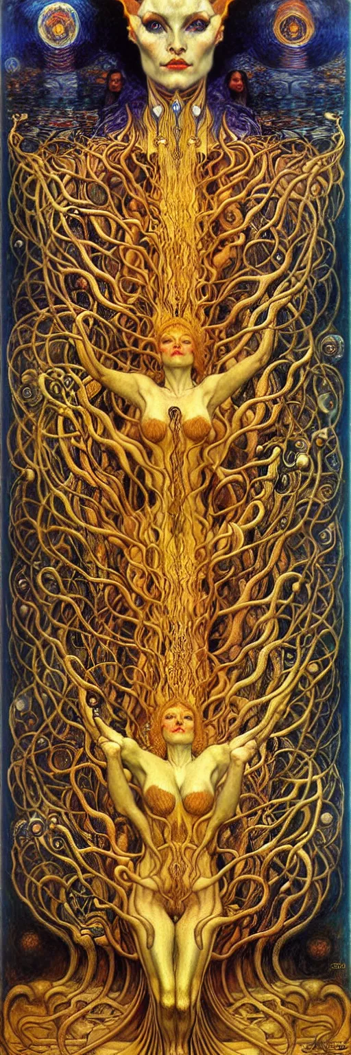 Image similar to Divine Chaos Engine by Karol Bak, Jean Delville, William Blake, Gustav Klimt, and Vincent Van Gogh, symbolist, visionary