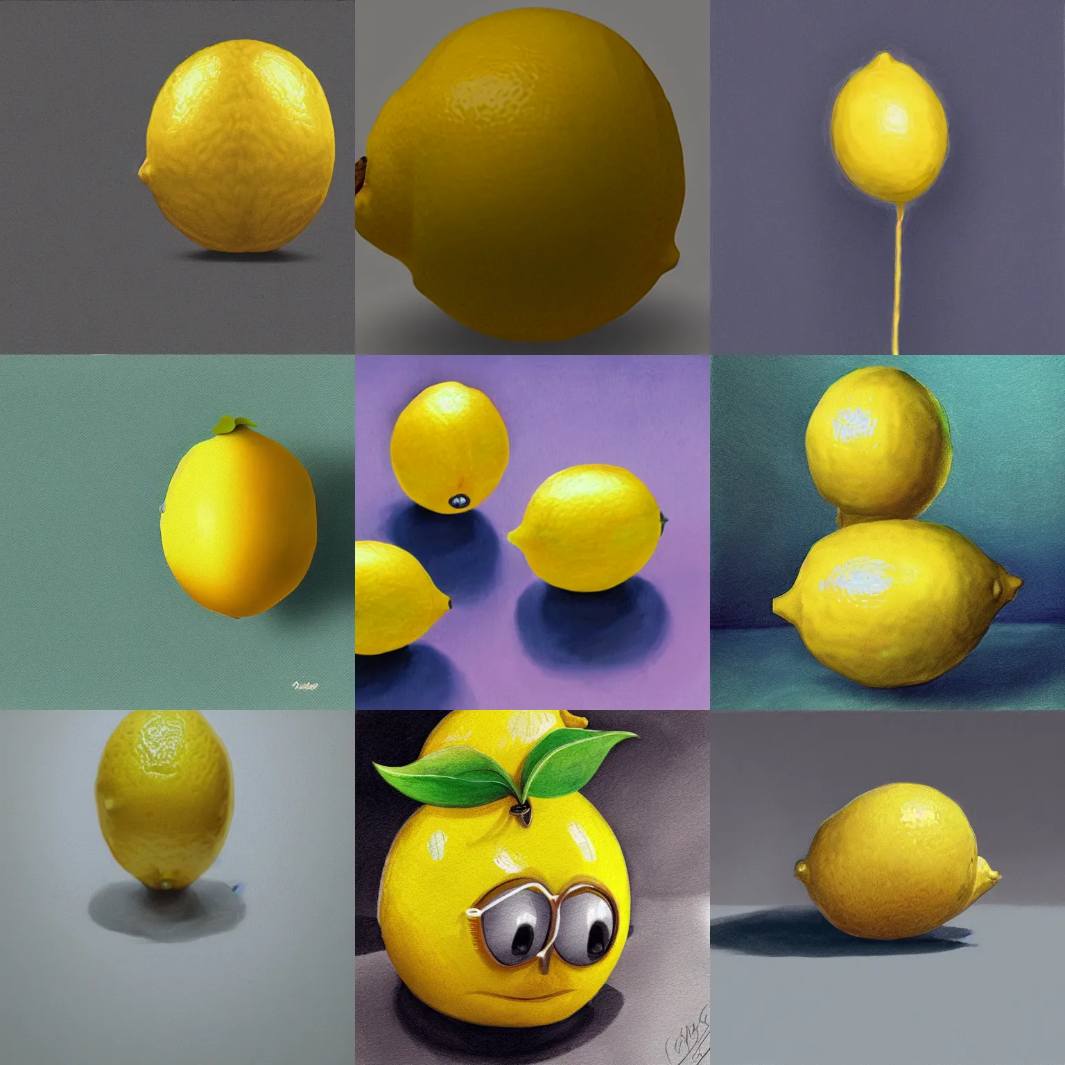 Prompt: a sad lemon, hyper realistic